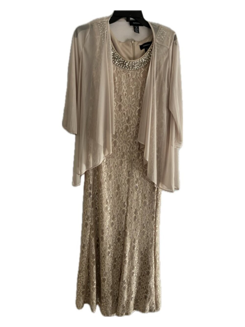 R & M RICHARDS Formal Sleeveless Gown Laced with Glitter & Beads & Jacket-12